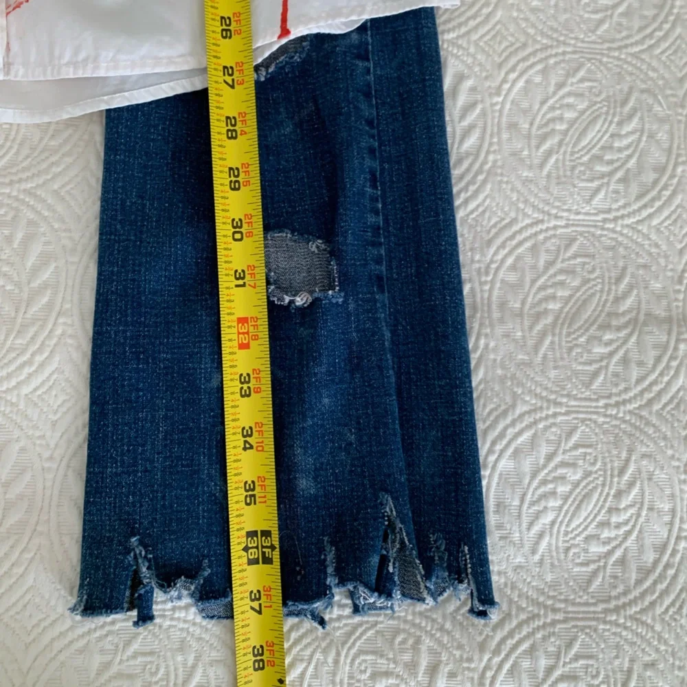 Homemade Zombie Halloween Costume Medium White Red Shirt Damaged Blue Jeans